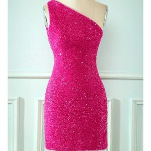 Hot pink sequin dress